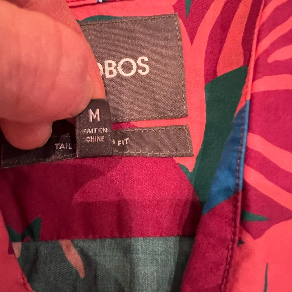 Bonobos Shirt Mens Medium‎ Pink All Over Print Tailored Slim Fit Button Up